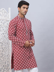 Embroidered & Sequins Kurtas for Men.-KO-5092Maroon