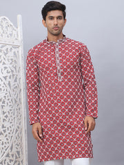 Embroidered & Sequins Kurtas for Men.-KO-5092Maroon