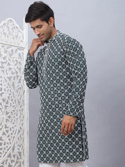 Embroidered & Sequins Kurtas for Men.-KO-5092Olive
