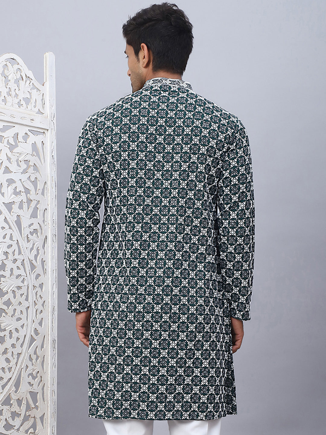 Olive Embroidered Mens Kurta - Indian Kurta for Men