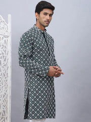 Embroidered & Sequins Kurtas for Men.-KO-5092Olive