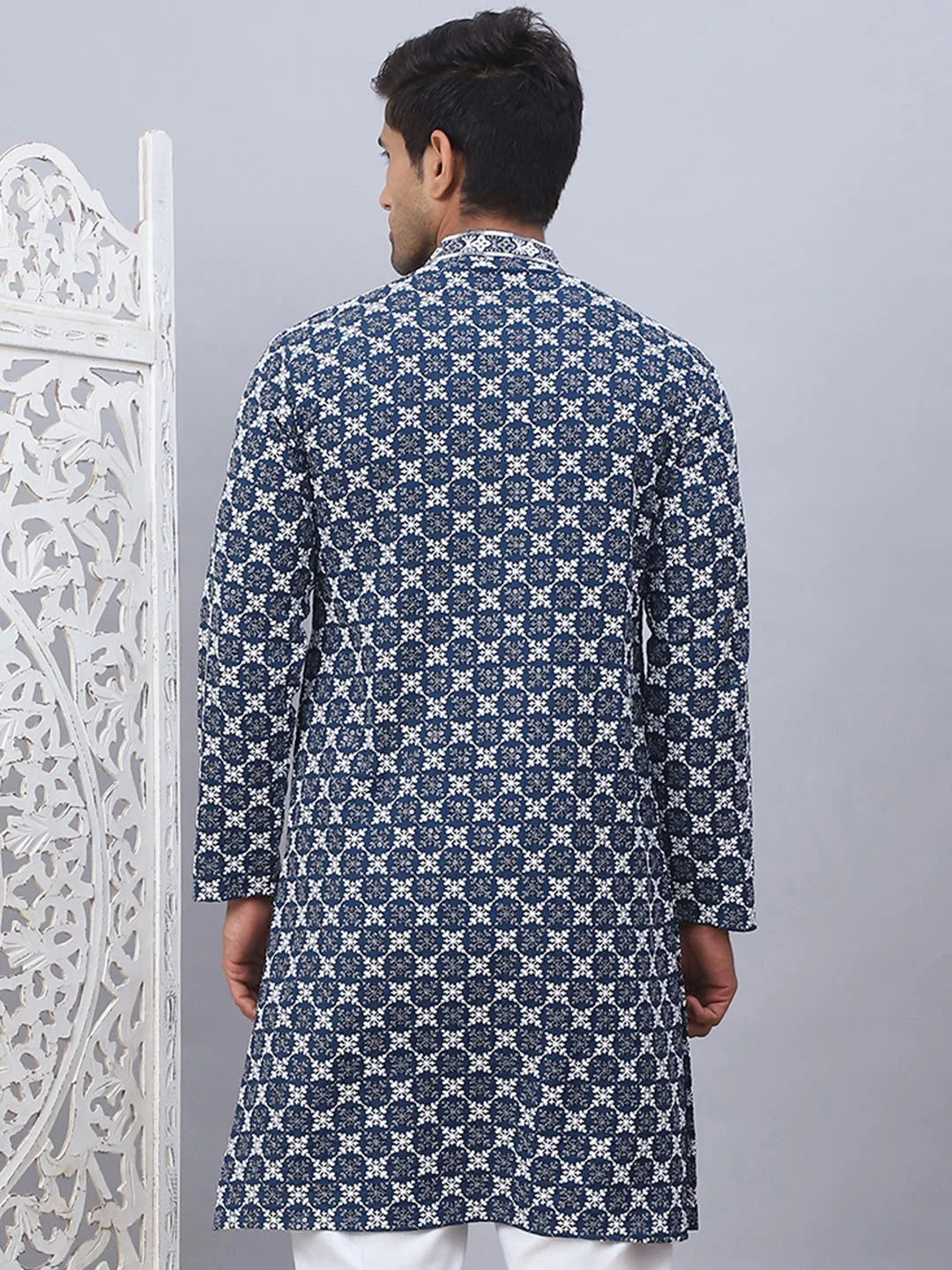 Peacock Embroidered Mens Kurta - Indian Kurta for Men