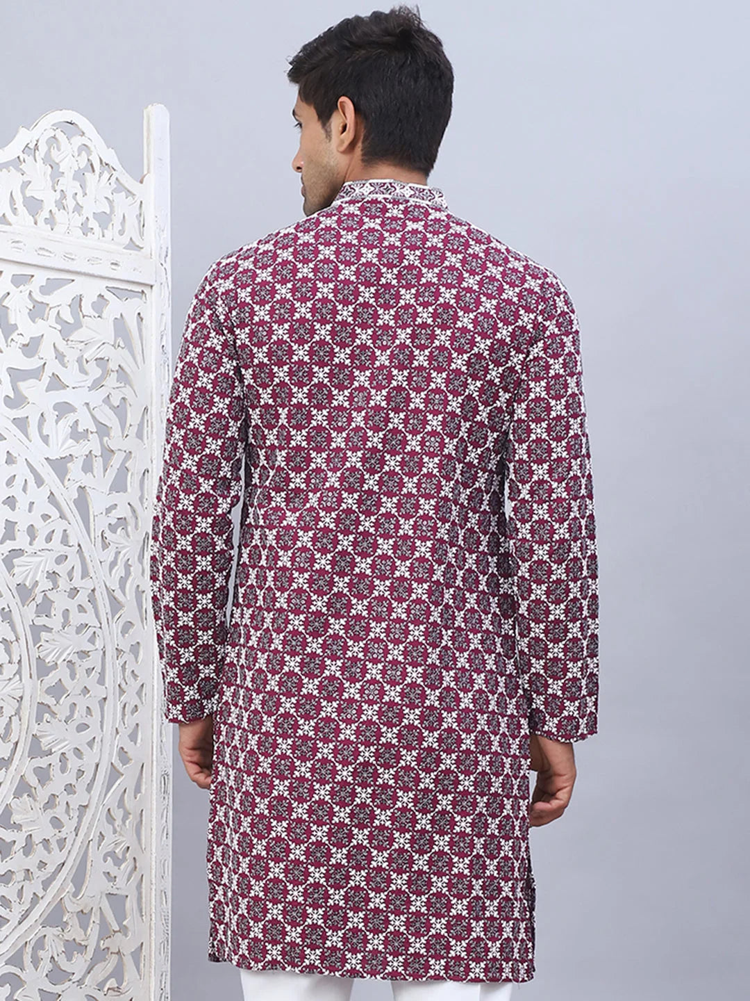 Modern Purple Embroidered Mens Kurta - Indian Kurta for Men