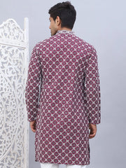 Embroidered & Sequins Kurtas for Men.-KO-5092Purple