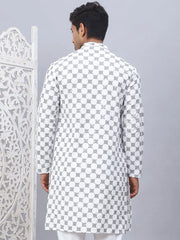 Embroidered & Sequins Kurtas for Men.-KO-5092White