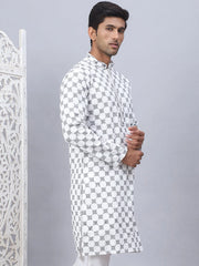 Embroidered & Sequins Kurtas for Men.-KO-5092White