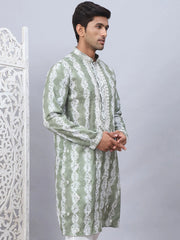 Tie-dye Embroidered & Sequin Kurtas-KO-5093Green