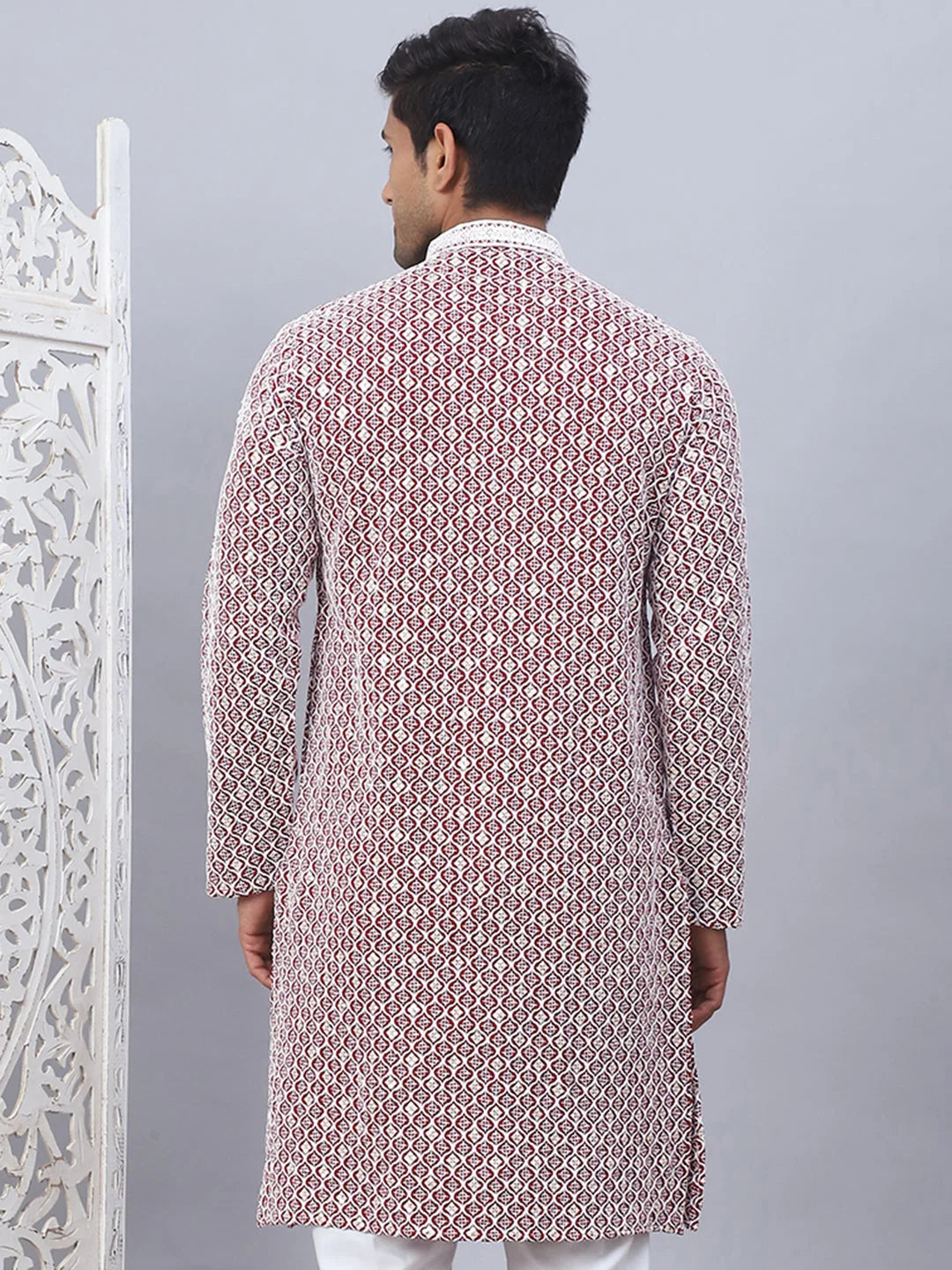 Maroon Embroidered Men's Kurta | Indian Kurta for Men