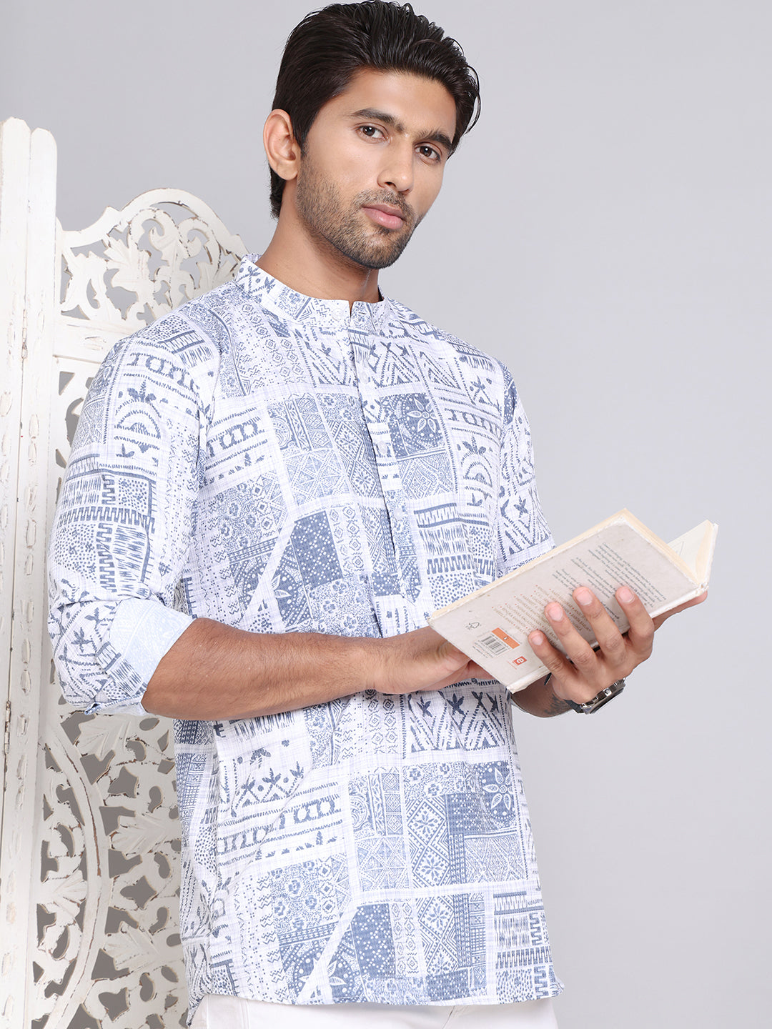 DesiQlo Men Printed Kurta Only - Blue - KO_5095Blue_S
