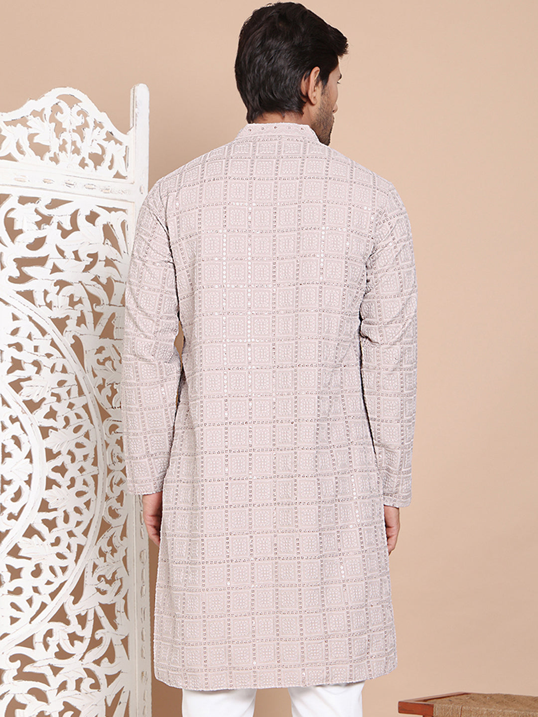DesiQlo Men Embroidered Kurta Only - Grey - KO_5096Grey_S
