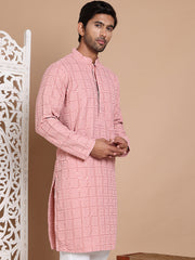 Sequin Embroidered Pure Cotton Kurtas ( KO 5096Peach )