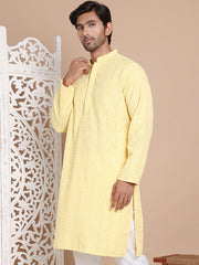 Sequin Embroidered Pure Cotton Kurtas ( KO 5096Yellow )