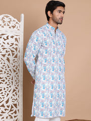 Printed and Emrbroidered Kurtas ( KO 5097Blue ) [FF] [D-12-13]