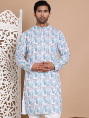 Printed and Emrbroidered Kurtas ( KO 5097Blue ) [FF] [D-12-13]