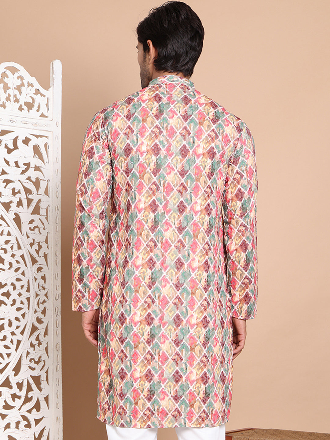 DesiQlo Men Printed Kurta Only - Multicolor - KO_5097Multi_S
