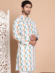 Printed and Emrbroidered Kurtas ( KO 5097Off-White ) [FF] [D-12-13]