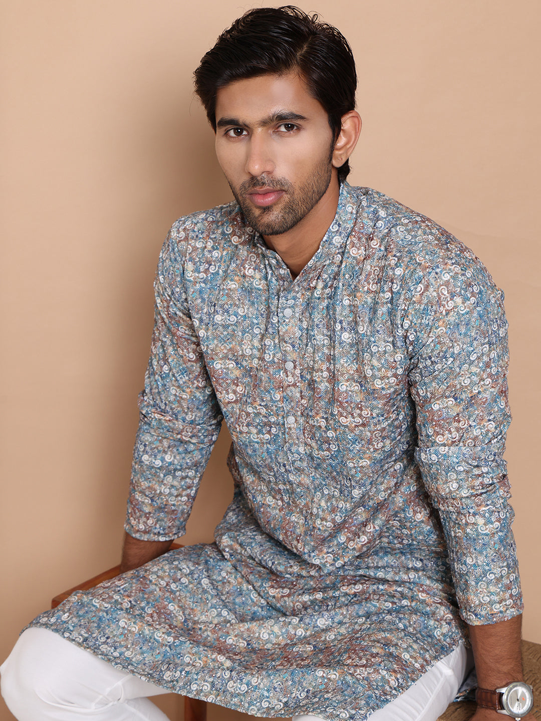 Printed and Emrbroidered Kurtas ( KO 5097Olive ) [FF] [D-12-13]