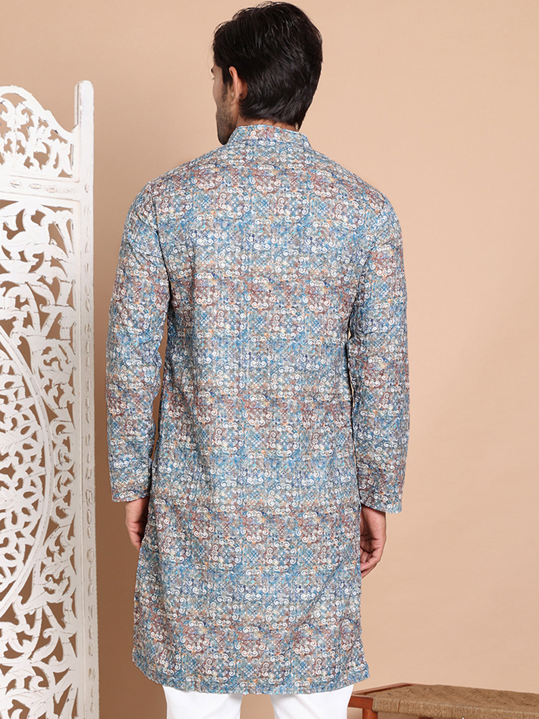 DesiQlo Men Printed Kurta Only - Green - KO_5097Olive_S