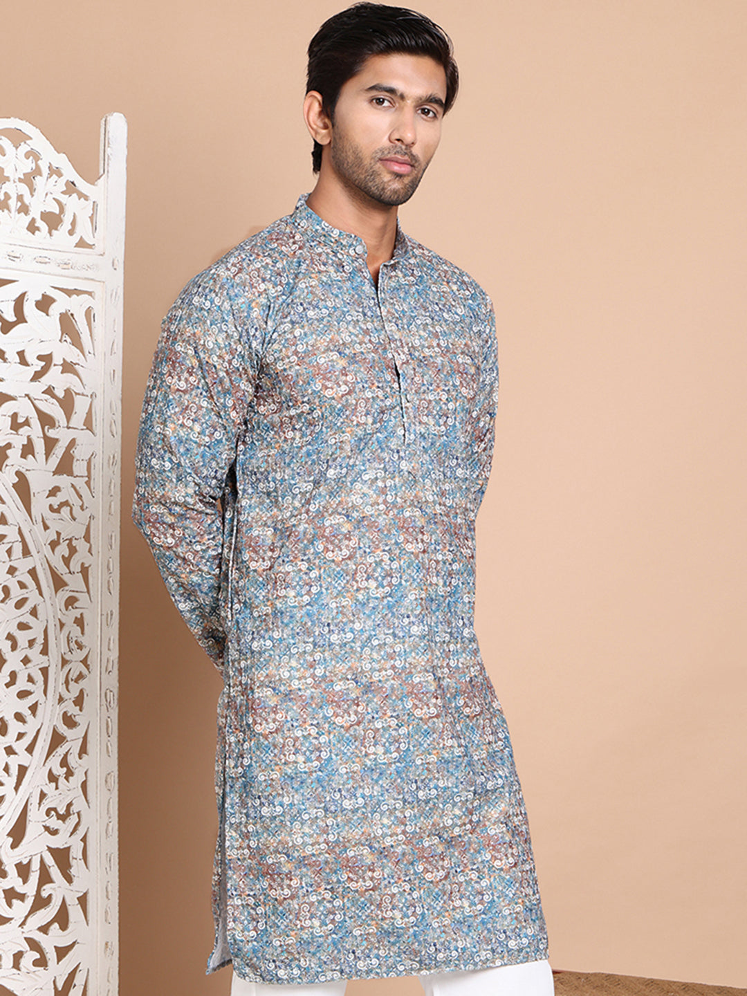 DesiQlo Men Printed Kurta Only - Green - KO_5097Olive_S