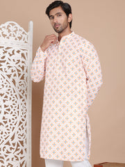 Printed and Emrbroidered Kurtas ( KO 5097Orange ) [FF] [D-12-13]
