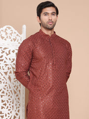 Embroidered and Sequence Kurta For Men. ( KO 5098Brown ) [FF] [J-2-3]