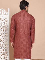 Embroidered and Sequence Kurta For Men. ( KO 5098Brown ) [FF] [J-2-3]
