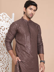 Embroidered and Sequence Kurta For Men. ( KO 5098Coffee ) [FF] [J-2-3]