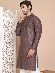 Embroidered and Sequence Kurta For Men. ( KO 5098Coffee ) [FF] [J-2-3]