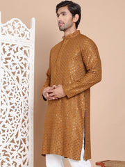 Embroidered and Sequence Kurta For Men. ( KO 5098Mustard ) [FF] [J-2-3]