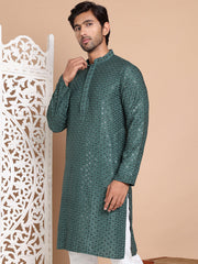 Embroidered and Sequence Kurta For Men. ( KO 5098Olive ) [FF] [J-2-3]