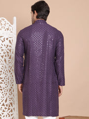 Embroidered and Sequence Kurta For Men. ( KO 5098Purple ) [FF] [J-2-3]