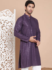 Embroidered and Sequence Kurta For Men. ( KO 5098Purple ) [FF] [J-2-3]