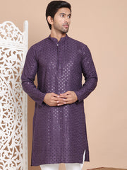 Embroidered and Sequence Kurta For Men. ( KO 5098Purple ) [FF] [J-2-3]