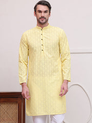 Embroidered Cotton Kurtas ( KO 5099Lemon ) [FF] [B-13]