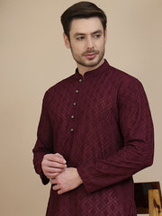 Embroidered Cotton Kurtas ( KO 5099 Purple ) [FF] [B-13]