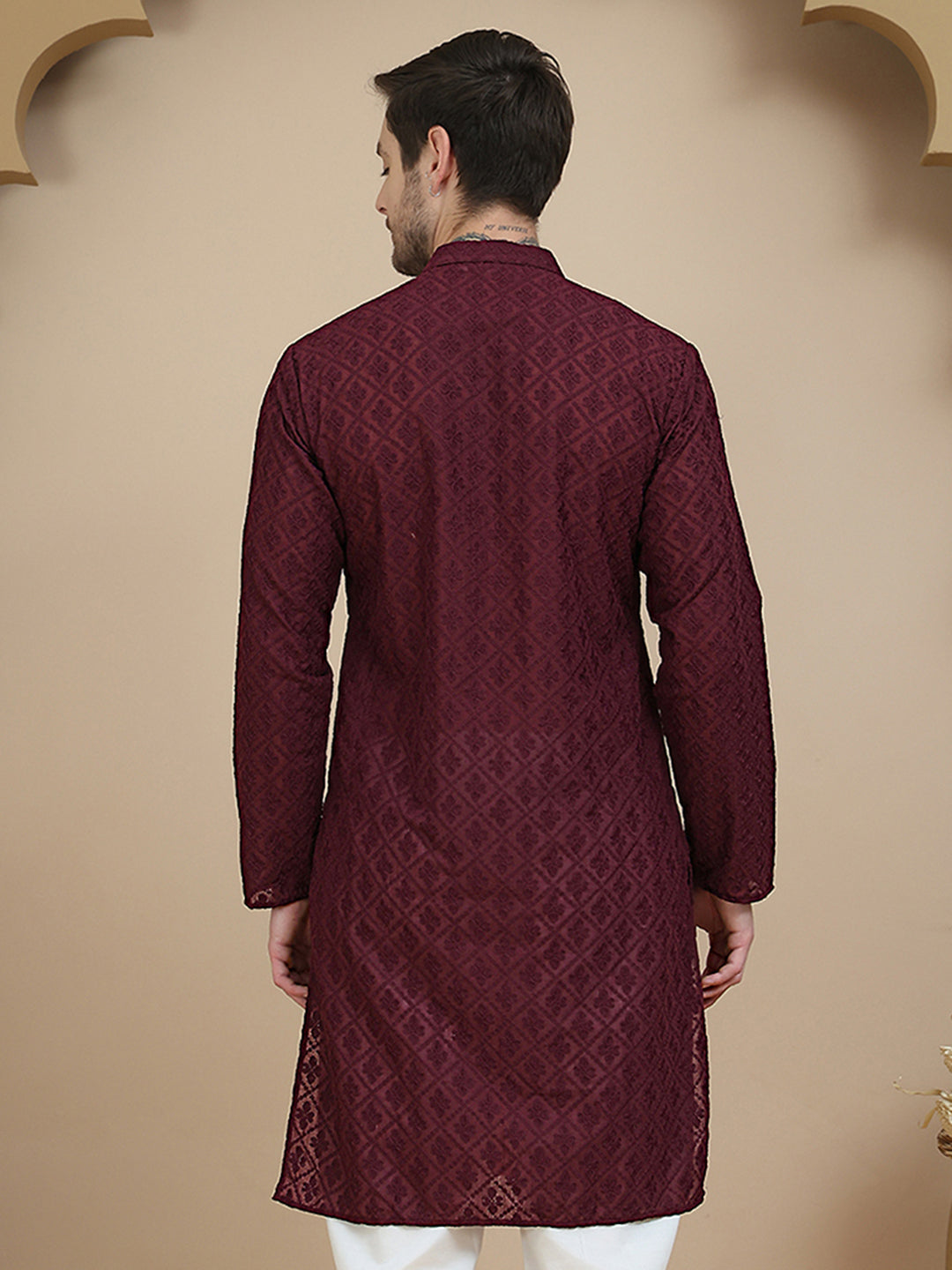 DesiQlo Men Embroidered Kurta Only - Purple - KO_5099Purple_S