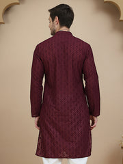 Embroidered Cotton Kurtas ( KO 5099 Purple ) [FF] [B-13]