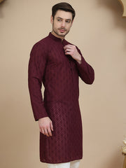 Embroidered Cotton Kurtas ( KO 5099 Purple ) [FF] [B-13]