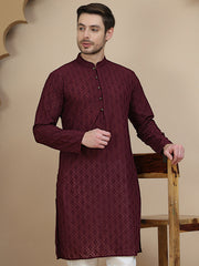 Embroidered Cotton Kurtas ( KO 5099 Purple ) [FF] [B-13]