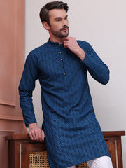 Embroidered Cotton Kurtas ( KO 5099Teal ) [FF] [B-13]