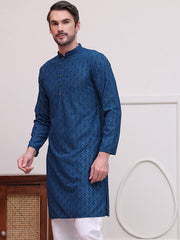 Embroidered Cotton Kurtas ( KO 5099Teal ) [FF] [B-13]
