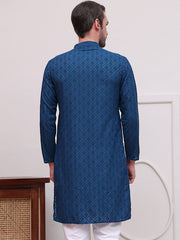 Embroidered Cotton Kurtas ( KO 5099Teal ) [FF] [B-13]