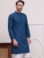 Embroidered Cotton Kurtas ( KO 5099Teal ) [FF] [B-13]