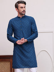 Embroidered Cotton Kurtas ( KO 5099Teal ) [FF] [B-13]