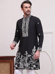 Floral Embroidered Kurtas ( KO 5100Black ) [FF] [C-11]