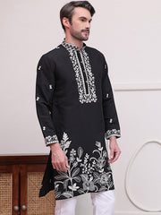 Floral Embroidered Kurtas ( KO 5100Black ) [FF] [C-11]