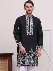Floral Embroidered Kurtas ( KO 5100Black ) [FF] [C-11]