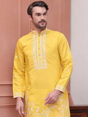 Floral Embroidered Kurtas ( KO 5100Yellow ) [FF] [C-11]