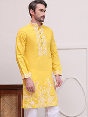Floral Embroidered Kurtas ( KO 5100Yellow ) [FF] [C-11]