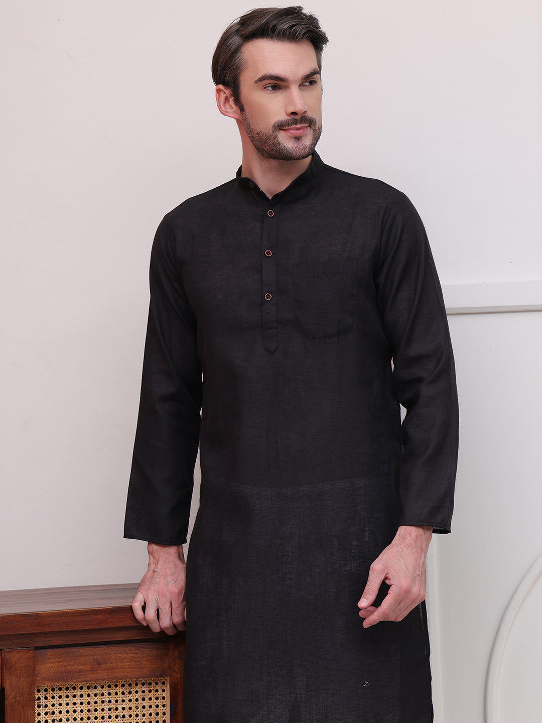 Pure Cotton Solid Kurtas ( KO 5101Black )